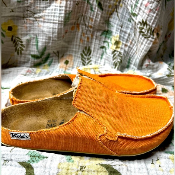 Birkenstock Birkis Classic Skipper Textile Orange Slip On Clogs - Picture 4 of 6